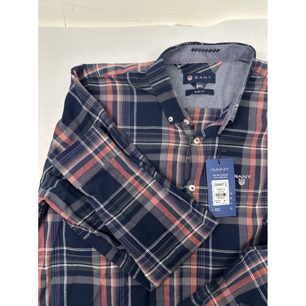 GANT 4XL Slim Fit Plaid Button Down Long Sleeve Men's‎ Shirt